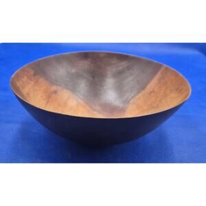 Vintage Handcrafted Black Walnut Bowl Signed 9x3" Gorgeous Wood Grain